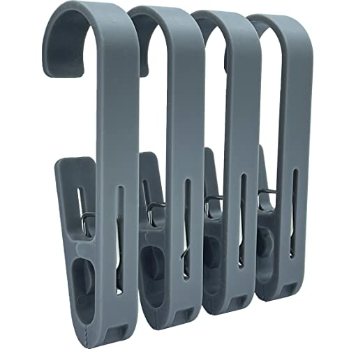 Niuzi-Cao 4 Pack Big Clothespins Hook Sock Clip Laundry Clothes Pins Clips With Springs, Strong Plastic Clothes Drying Line Pegs For Clothes Quilt Blanket Home Kitchen Outdoor Trip... (Grey) #TOP1