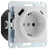SCHUKO FUNCTION SOCKET OUTLET 16A 250V~ SCREW TERMINAL CONNECTION WITH USB AND TYPE C CONNECTORS. WHITE FINISH