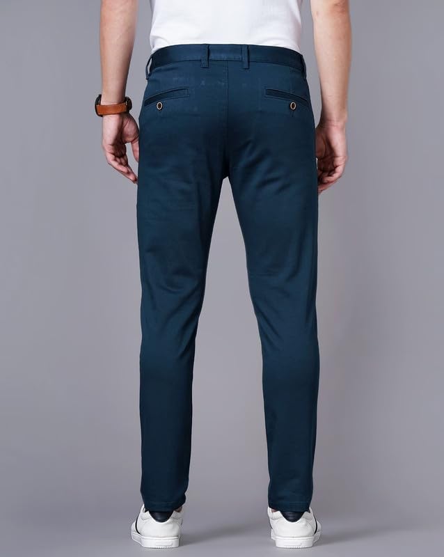 Image of British Club 100% Cotton Slim Fit Flat-Front Trousers for Men | Tailored Design for a Clean Look | Versatile for Office & Casual Wear | Lightweight Breathable Fabric | Black