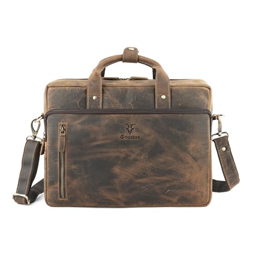 Image of Goatter Genuine Leather Multi Pockets Office Laptop Messenger Bag For Men