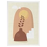 Arterby's® - Premium Póster Marco Lienzo Canvas - Ilustración Jarrones Bohemios Boho - Arterby's - Made in Italy - HD Lienzo con Marco Simple Blanco 21x30 cm A0013 D008