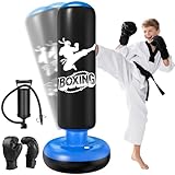 Qoosea Sac de Boxe pour Enfants 6 à 12 Ans, 160cm Gonflable Sac de Frappe sur Pied, Sac d...