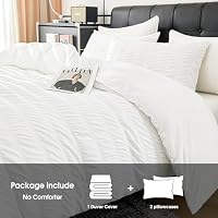 DCSKY White Duvet Cover Queen Size, Ultra Soft 3-Piece Boho Seersucker Duvet Cover Set with Zipper Closure, Soft Washed Microfiber Bedding Set (90"x90", 2 Pillowshams) — image 7