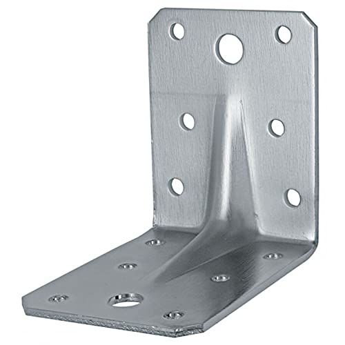 Heavy Duty Reinforced GALVANISED Angle Brackets Corner Brace Timber 2,0mm T/Decking Joists Timber (2, 105 x 105 x 90 mm)