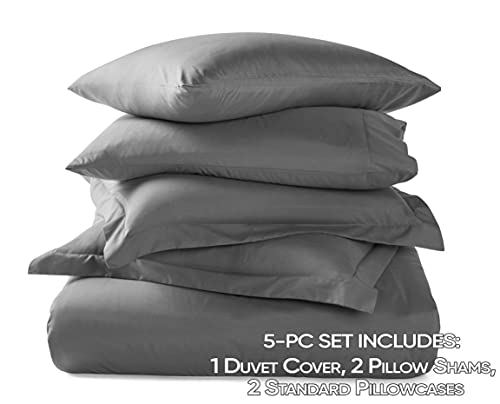 Image of Nestl California King Duvet Cover Set - 5 Piece Set with 1 Cal King Duvet, 2 Pillow Shams, 2 Pillowcases, Button Closure, Grey, 104x98 inches