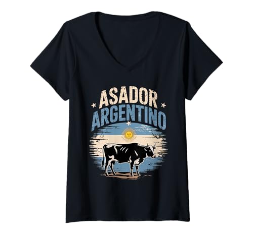 Mujer Asador Argentino - Tradición de la Parrilla | BBQ Argentina Camiseta Cuello V