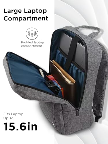 Image of Lenovo Casual Laptop Backpack B210 - 15.6 inch - Padded Laptop /Tablet Compartment - Durable and Water-Repellent Fabric - Lightweight - Grey