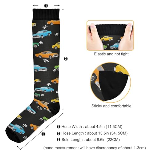 Image of Pigsaly Womens Compression Socks Yellow Stars Funny Brown Capybara Knee High Socks Athletic Tube Sock Outdoor Sport Socks