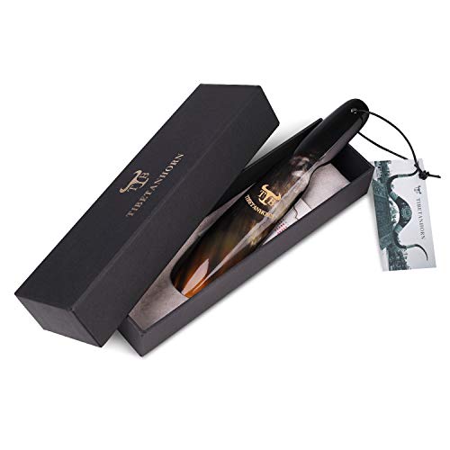 Tibetanhorn Hand Crafted Natural Yak Horn Shoe Horn for Men, Women & Kids - Travel Size for Boots & Shoes, Gift Box Included (8.7" to 9.4")