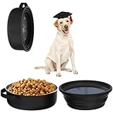 Xuyub 40 Oz Travel Dog Bowls with Lid 2in1 BPA-Free Collapsible Dog Water Bowl, Stainless Steel Dog Food Bowl, Portable Dog Bowls Leakproof - Dog Trip Camping Travel Essentials