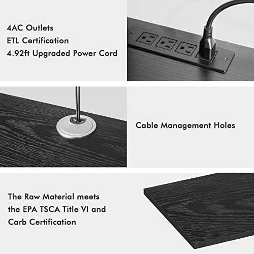 Vicodabo 55" Floating Wall Tv Cabinet Stand With Power Outlet, Wall Mounted Wood Media Console, Modern Entertainment Center For Living Room,Bedroom (Upgraded Black Color) #TOP3