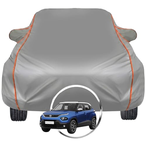 Image of Pivalo Car Cover for Tata Punch - Fits All Model & Year | 100% Waterproof All-Weather UV & Paint Protection | Premium 3-Layer Fabric | Triple Stitched with Reflective Piping (Grey)