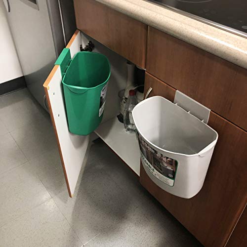 Two Pack in-Cabinet Hanging Trash Can. Small Garbage bin Ideal for use in Kitchen