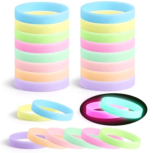 Lesnala 24Pcs Glow in the dark bracelets 8 Colors Luminous silicone wristband Neon rubber wristbands for Night Jogging-Assorted Concert Sport Carnival Wedding Party Night Favors