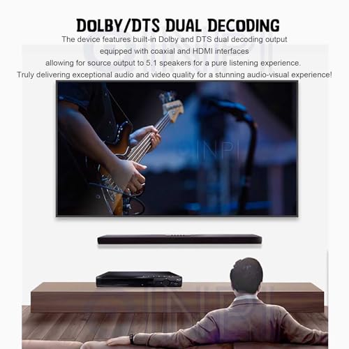 QINPI Reproductor de DVD HDMI, Reproductor de DVD 1080P sin región, para TV, con Cable HDMI, Control Remoto, Entrada USB, Compatible con reproducción de BLU-Ray, DVD, CD y VCD - imagen 6