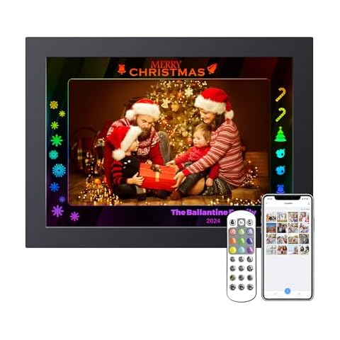Personalized Gifts for Christmas, Custom 10.1 inch WiFi Digital Picture Photo Frame with RGB Light, 16G Storage 1280x800 HD IPS Display Wireless Photo Sharing via APP Unique Gifts Box for Christmas Cover