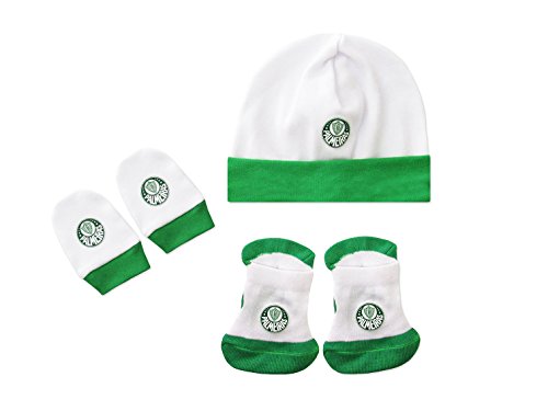 Rêve D'or Sport - Kit Touca, Luva e Meia Palmeiras, 0-3m, Branco/Verde