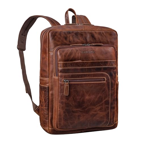 STILORD "Gilbert" Duży Plecak Skórzany dla Mężczyzn i Kobiet na Laptopa 15-16 Cali Backpack Roboczy Plecak Biznesowy Vintage Daypack Prawdziwa Skóra Kolor:salerno - brązowy
