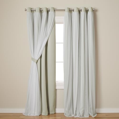 Image of TOWN & COUNTRY LUXE Talia Double Layer Indoor Curtains, Sheer and Room Darkening Blackout, Grommet Top, Energy Efficient, 2-Pack Set, 52 inchx120 inch, Sand