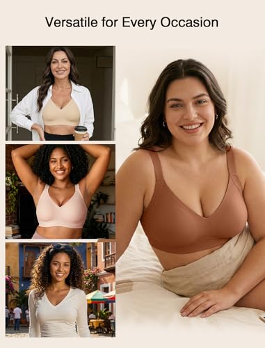 Image of Jelly Wireless Bras for Women No Underwire Push Up Seamless Full Coverage Bralettes Support Lift Everyday Bra