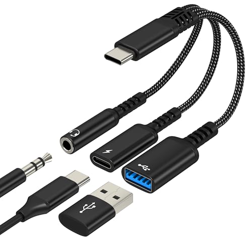 Adaptateur USB C vers audio 3.5 mm répartiteur type C double charge pour iPhone 16