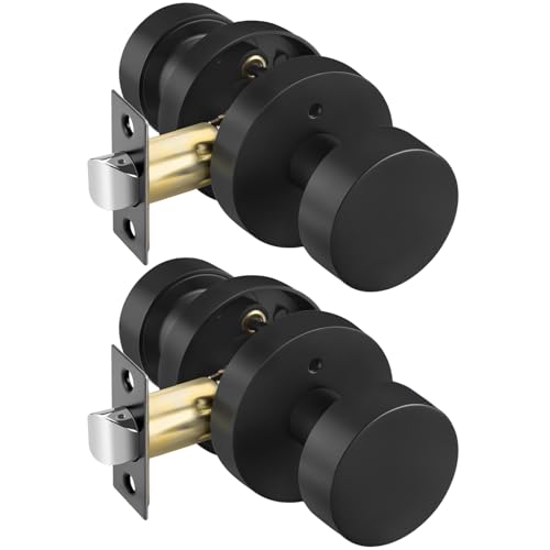 Image of Goldenwarm Black Door Knobs Interior Privacy, Zinc Alloy Keyless Matte Black Door Knobs for Bedroom Bathroom, Heavy Duty Interior Door Knob - Adjustable & Reversible (2 Pack)