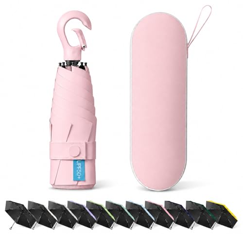 Image of Owme UV Umbrella for Women, Mini Folding Portable 2-Fold Umbrellas | Manually Open & Close for Rain and Sun Protection, Anti-Slip Handle | Windproof Umbrlla | Chata for Rain for Men -
