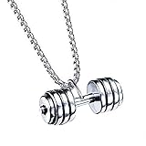 ASkinds Barbell Pendant Necklace Dumbbell Chain Necklace Fitness Gym Weight Lifting Necklace Jewelry Gift for Men Women