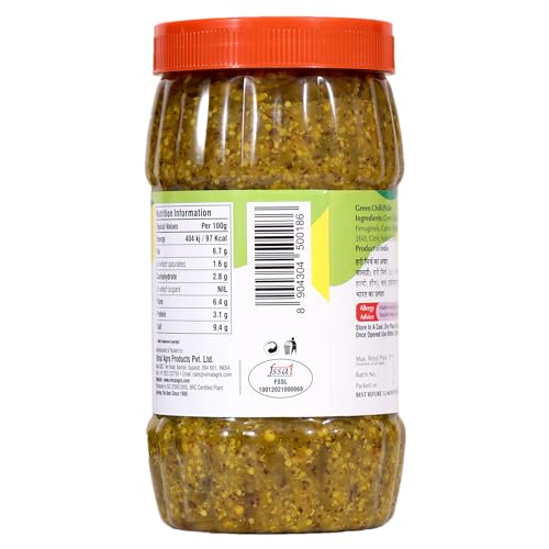 Image of SWAD Green Chilli Pickle 1 Kg | Traditional Hari Mirch Achaar | Crafted with Authentic Indian Spices | Homemade Style Spicy Pickle | Perfect with Paratha, Khichdi, Dal & Rice