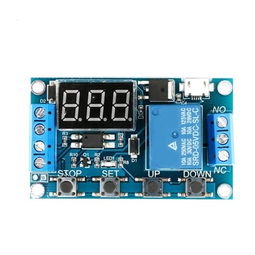 Relé de tiempo de retardo ajustable de 6V a 30V con pantalla LED clara y puerto USB de 5V