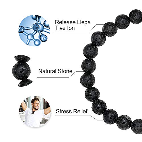 Lava Rock Mens Bracelet Gifts, Natural Tiger Eye Black Lava Rock Stone Mens Anxiety Bracelets, Adjustable Aromatherapy Essential Oil Diffuser Healing Bracelet Grandpa Gifts Unique Gifts For Men #TOP4