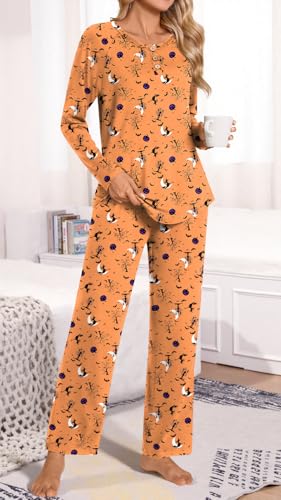 Anydoll Womens Pajamas Set 2 Piece Lounge Outfits Fall Long Sleeve Button Up Sleepwear with Pockets Ladies Pjs Set2