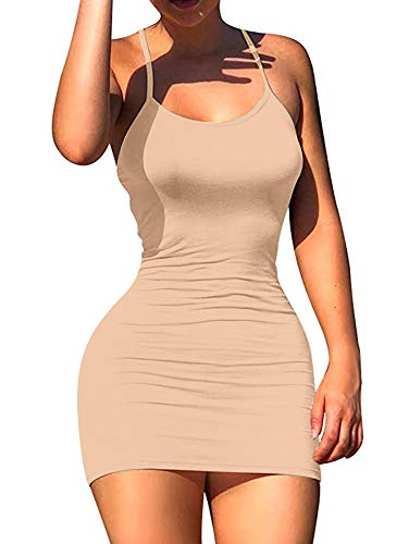 Image of LCNBA Sexy Spaghetti Strap Tank Dress Basic Backless Bodycon Club Party Mini Dress