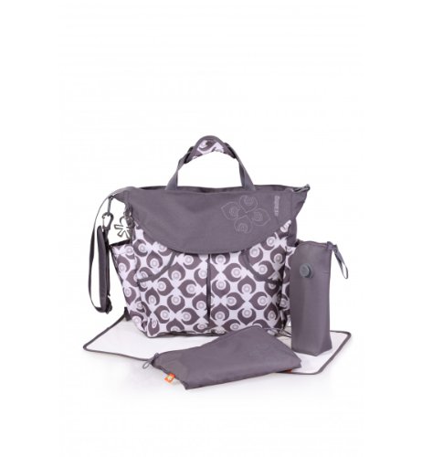 okiedog SUMO 34002 bolsa de pañales/bolsa de pañales Mochila incl. accesorios DAMASK, blanco/gris