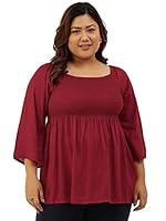 theRebelinme Plus Size Women's Maroon Solid Color Peplum top(XXXXXXL)