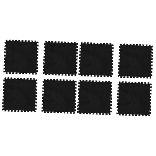 Levemolo 8 Piezas Estera del Rompecabezas Tatami De Felpa Baldosa De Espuma De Felpa Alfombra De Juegos De Espuma para Niños Alfombra De Juego Plegable para Bebé Black Terciopelo