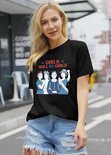 Image of Ithalt Feminist Shirt for Women RBG Graphic T-Shirt Patriotic 4th of July Tees Inspirational Quote Tops