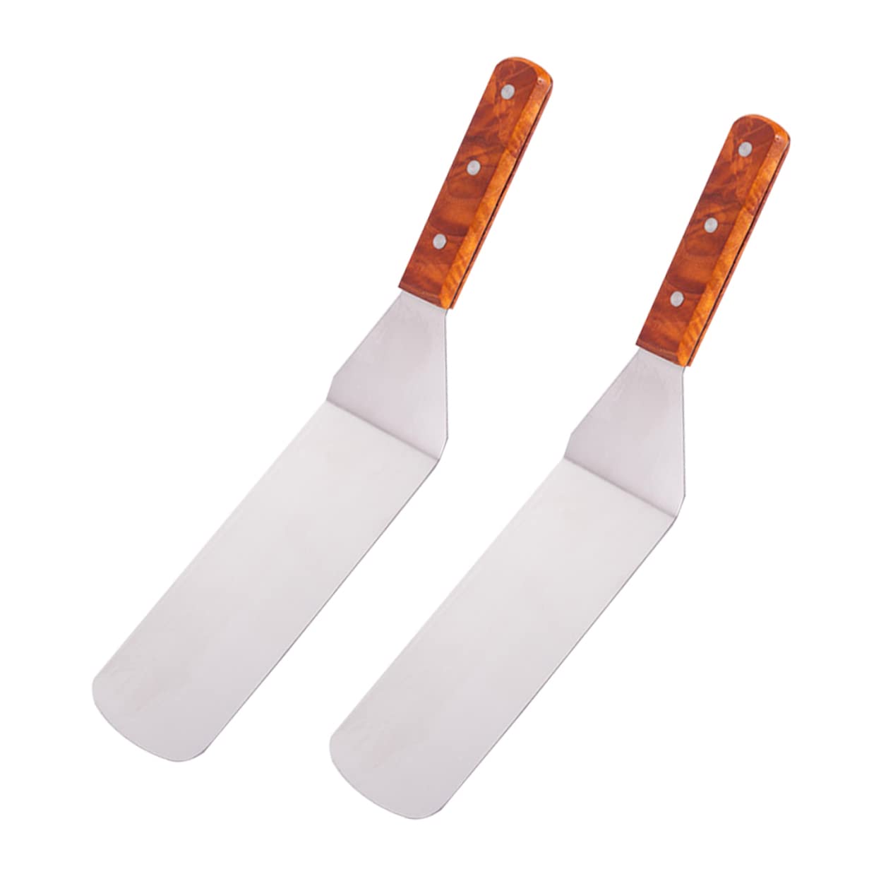 FUNOMOCYA Multi-purpose Bbq Spatula Stainless Steel Steak Shovel Wooden Handle Flat Base Outdoor Bbq Tool for Home Restaurant Hotel