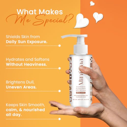 Image of Sunthesis SPF 50++++ Sunscreen Body Lotion 200ml | Broad Spectrum UVA UVB Protection | Non Sticky Hydrating Sun Protection Lotion for Men Women | Tanning & Sunburn Protection Daily Outdoor Use