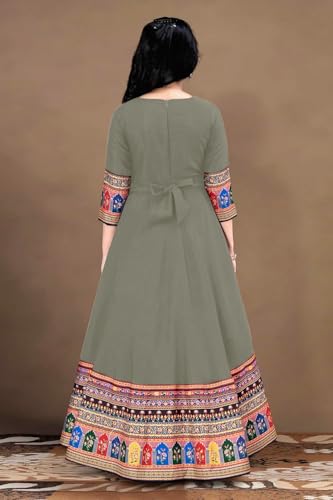 Image of Cotton Silk Long Anarkali Kurta for Girls