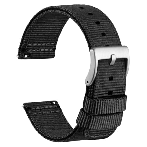 Image of WOCCI Nylon Watch Bands, Contrast Woven Design, Quick Release, Stainless Steel Buckle, Band Width 20mm 22mm 24mm 26mm