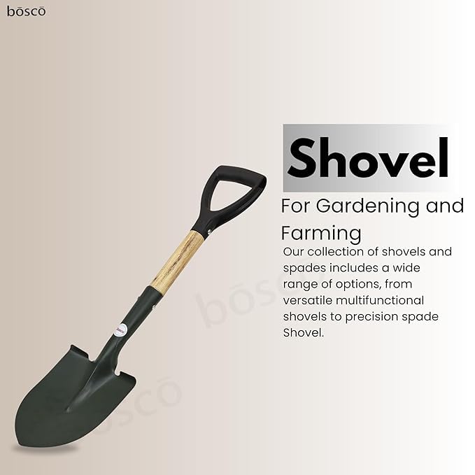 Image of BOSCO Small Multi-Purpose Shovel Pack of 2 | Heavy-Duty Rust-Resistant Steel Blade | Compact Gardening, Camping, Construction & Outdoor Tool with Ergonomic D Handle