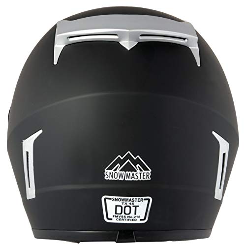 Snow Master Tx45 Matte Black Snowmobile Ultra Light Weight Dual Street And Sport Motorcycle Full Face Helmet For Men And Women - Ece And Dot Approved (Large) #TOP6