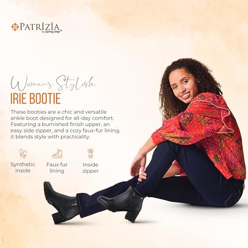 PATRIZIA Irie Almond Toe Burnished Ankle High Boots for Women | Women's Shoes with Functional Outside Zipper Closure and Toggle4