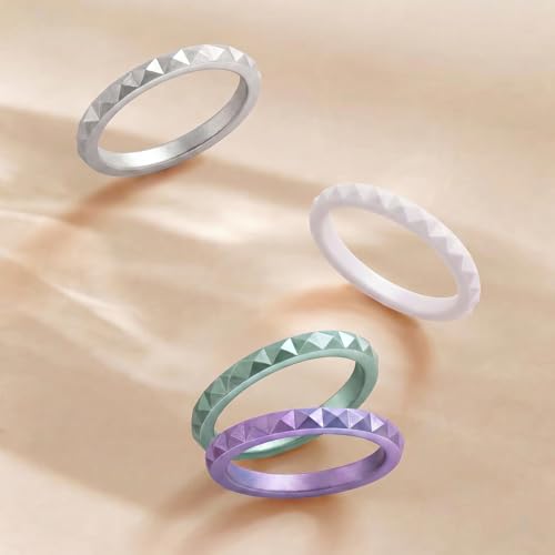 Image of Egnaro Silicone Wedding bands women:2.5mm Wide - 2mm Thick Gold and Silver Rubber Rings with Half Size,4-8 Variety Multipack