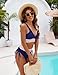 Edelqual High Waisted Bikini Sets for Women Tummy Control Swimsuits Two Piece Bathing Swim Suit Summer Beach Swimwear Color Block Fashion Trendy Clothes Twisted Front (Navy Blue,M)