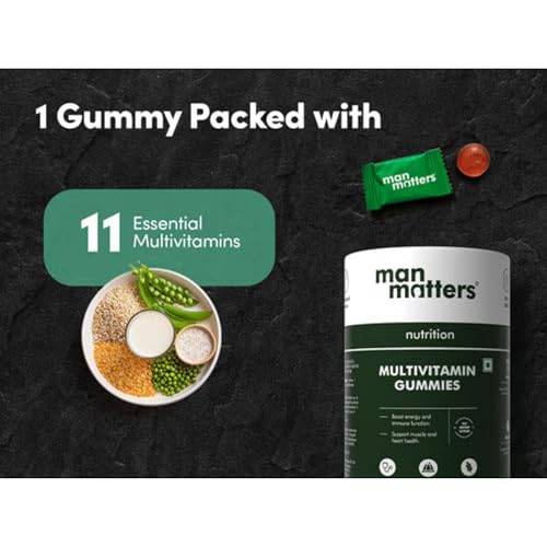 Image of Man Matters Multivitamin Gummies | Daily Essential Multivitamin for Men | 15 Vitamins & Minerals, 8 Amino Acids, 7 Herbal Extract | Enhances Immunity & Overall Well Being | 60N