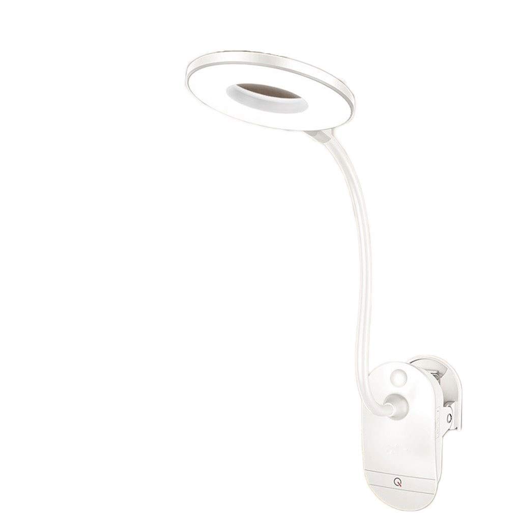 Myba White Table Lamp Led Desk Lamp, Eye-Caring Table Lamps, Dimmable Office Lamp With Usb Charging Port, Touch On/Off Switch 3 Modes Clip Desk Lamp, 4000K Dedside Lamp