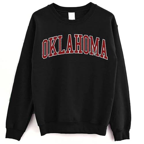 Oklahoma Crewneck Sweatshirt - Sports College Style Sweatshirt Vintage OK State Sweater M Black