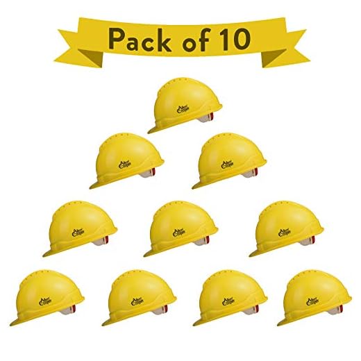 Allen Cooper Industrial Safety Helmet SH-722, Shell with Ventilation, Plastic Cradle with Ratchet adjustable Headband - YELLOW (Pack Of 10)